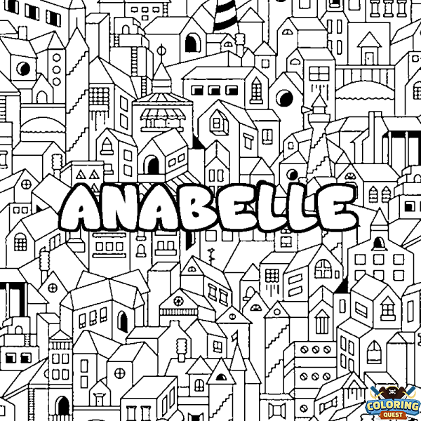 Coloring page first name ANABELLE - City background