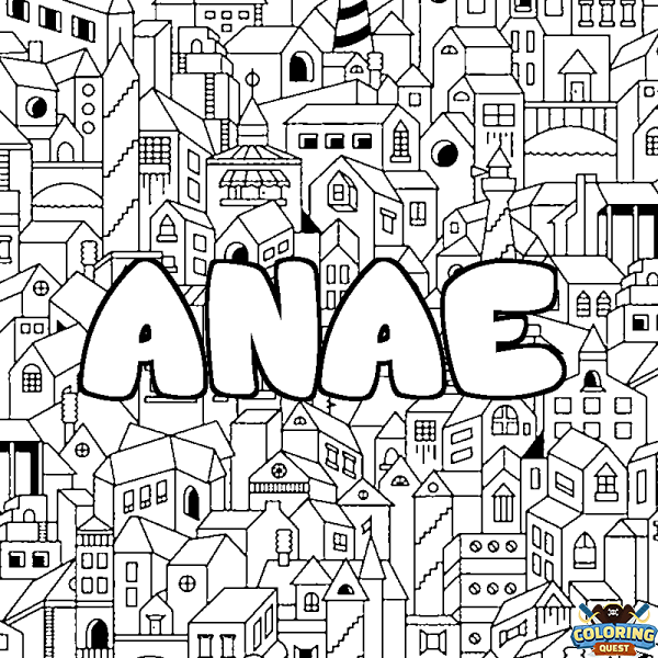 Coloring page first name ANAE - City background