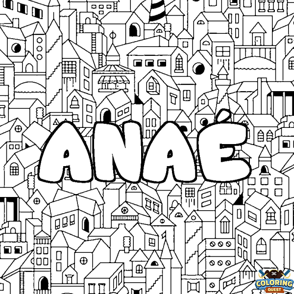 Coloring page first name ANA&Eacute; - City background