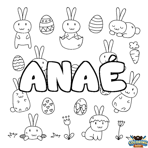 Coloring page first name ANA&Eacute; - Easter background