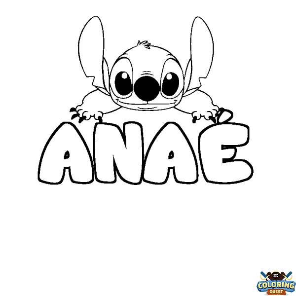 Coloring page first name ANA&Eacute; - Stitch background