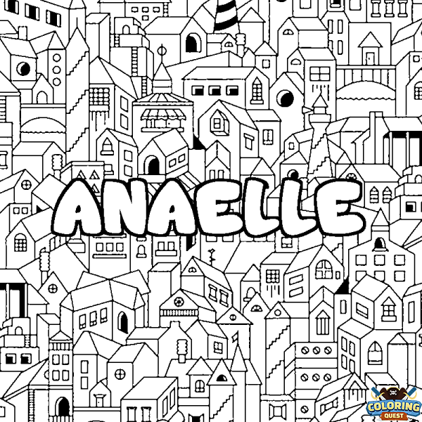 Coloring page first name ANAELLE - City background