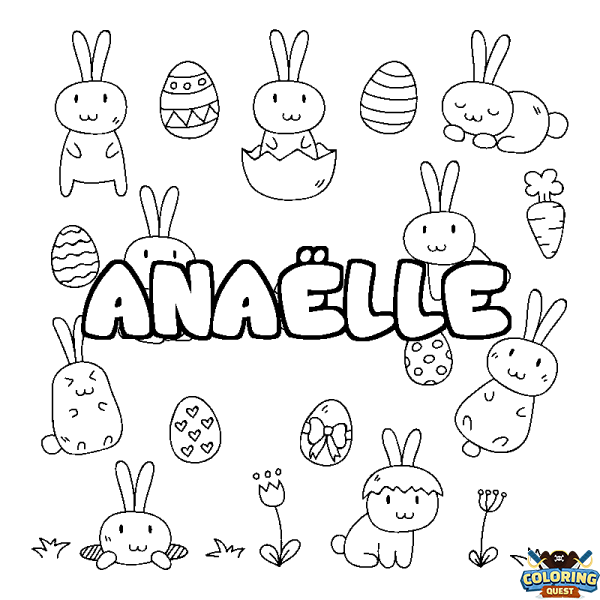 Coloring page first name ANA&Euml;LLE - Easter background