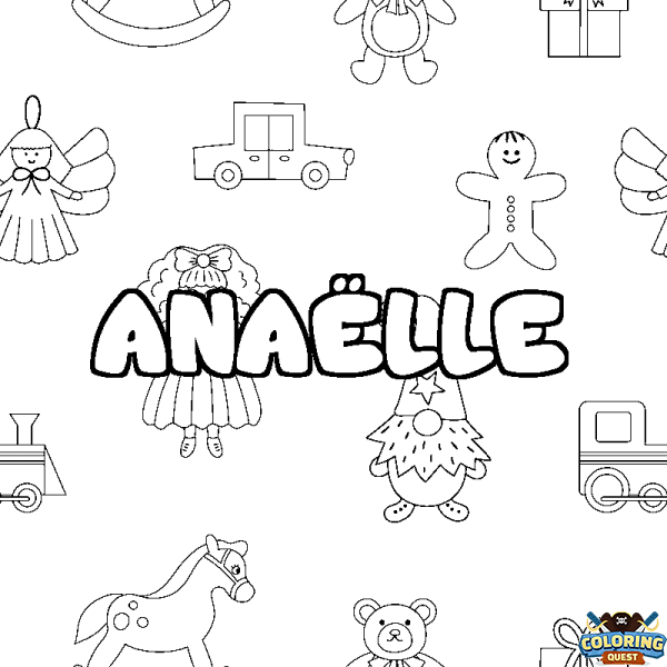 Coloring page first name ANA&Euml;LLE - Toys background