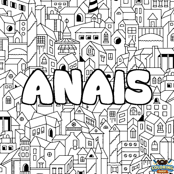 Coloring page first name ANAIS - City background