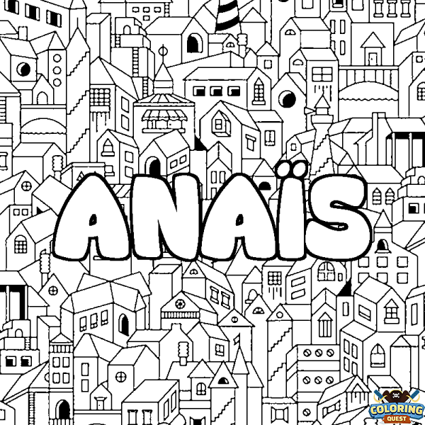 Coloring page first name ANA&Iuml;S - City background