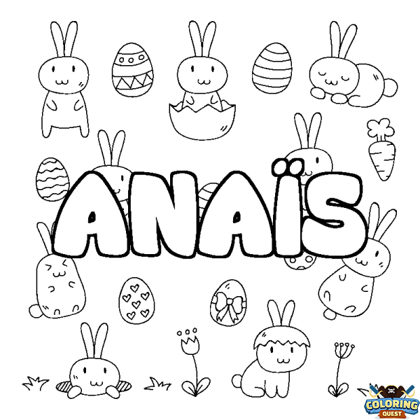 Coloring page first name ANA&Iuml;S - Easter background