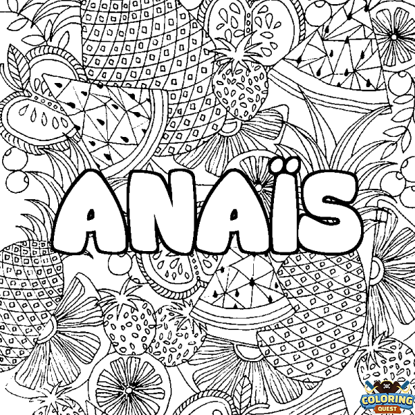 Coloring page first name ANA&Iuml;S - Fruits mandala background