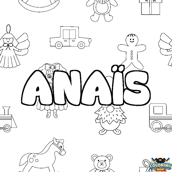 Coloring page first name ANA&Iuml;S - Toys background