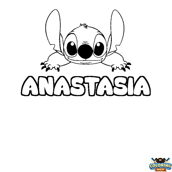 Coloring page first name ANASTASIA - Stitch background