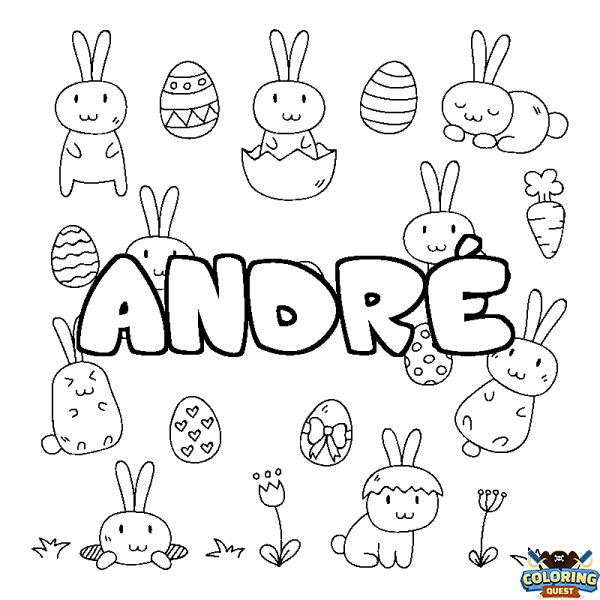 Coloring page first name ANDR&Eacute; - Easter background