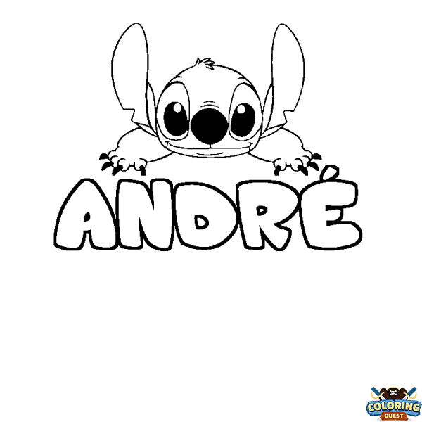 Coloring page first name ANDR&Eacute; - Stitch background