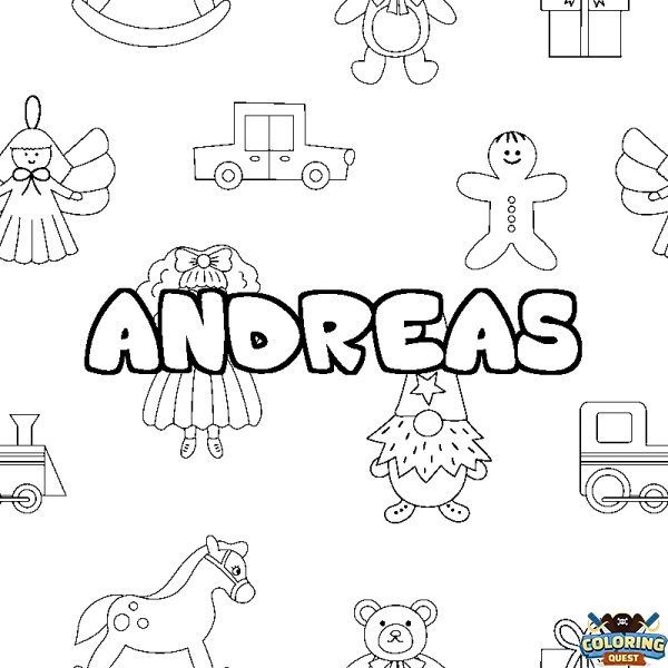 Coloring page first name ANDREAS - Toys background