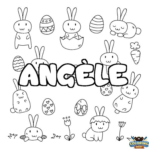 Coloring page first name ANG&Egrave;LE - Easter background