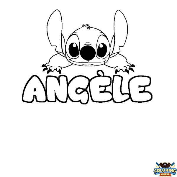 Coloring page first name ANG&Egrave;LE - Stitch background