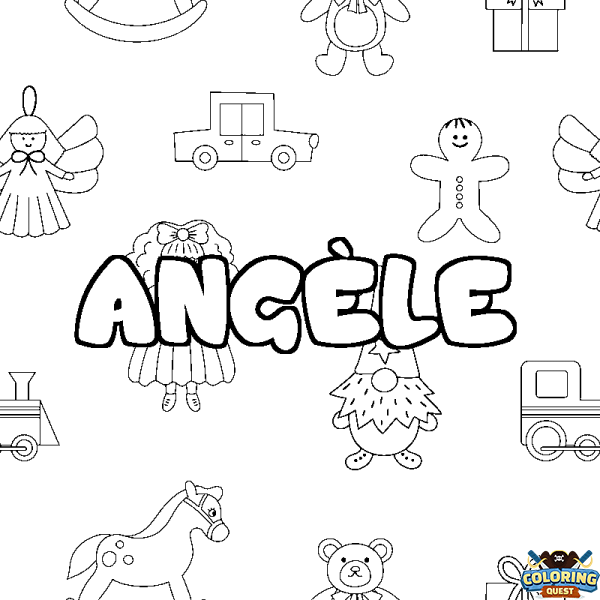 Coloring page first name ANG&Egrave;LE - Toys background