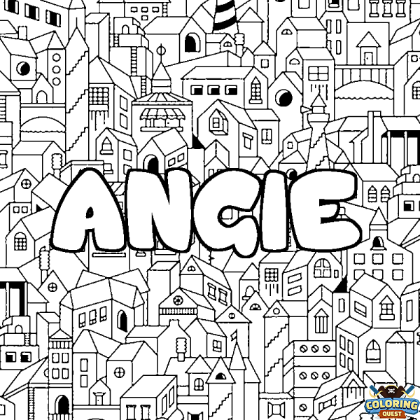 Coloring page first name ANGIE - City background