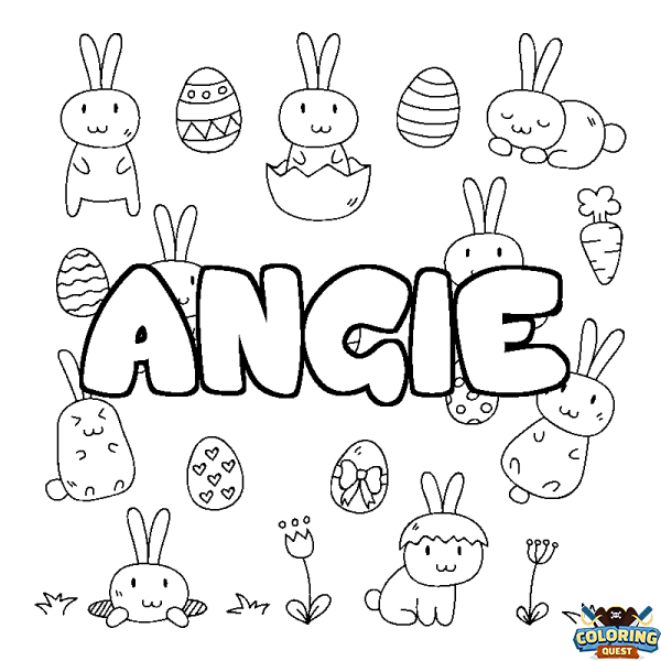 Coloring page first name ANGIE - Easter background