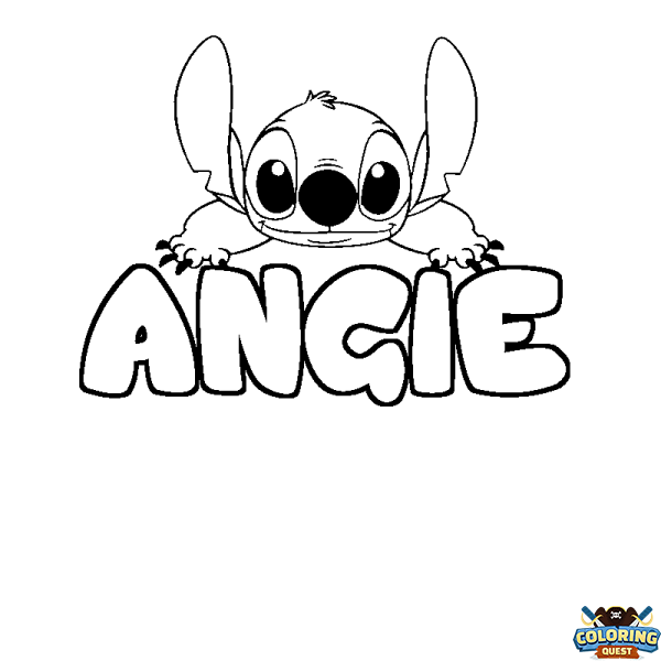 Coloring page first name ANGIE - Stitch background