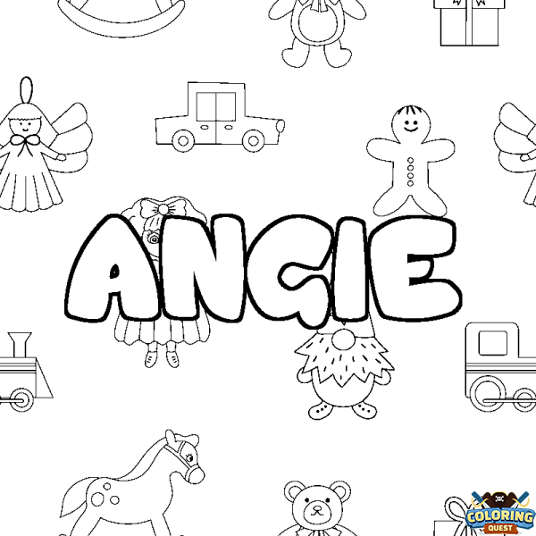 Coloring page first name ANGIE - Toys background