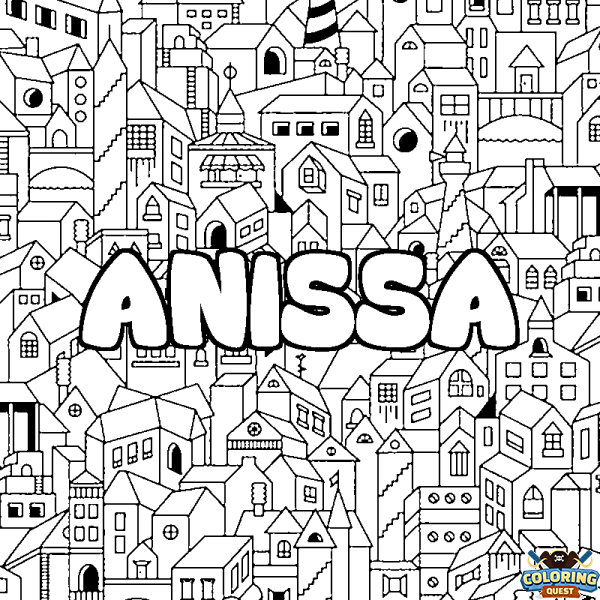 Coloring page first name ANISSA - City background