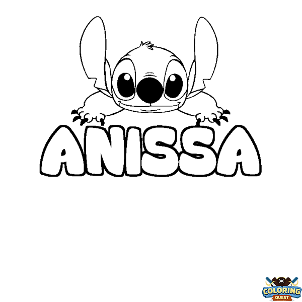 Coloring page first name ANISSA - Stitch background