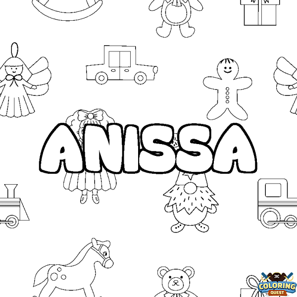 Coloring page first name ANISSA - Toys background