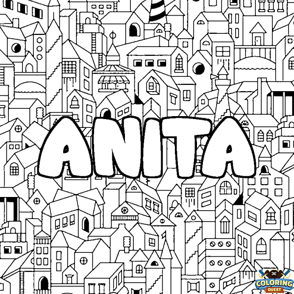 Coloring page first name ANITA - City background