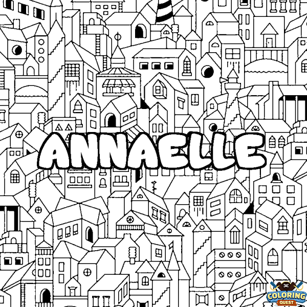 Coloring page first name ANNAELLE - City background