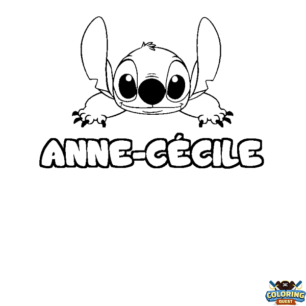 Coloring page first name ANNE-C&Eacute;CILE - Stitch background