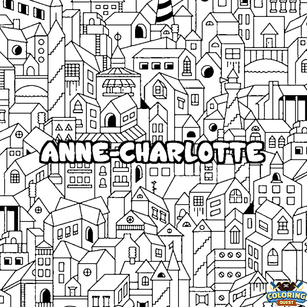 Coloring page first name ANNE-CHARLOTTE - City background