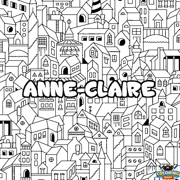 Coloring page first name ANNE-CLAIRE - City background