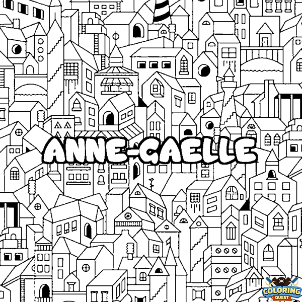 Coloring page first name ANNE-GAELLE - City background