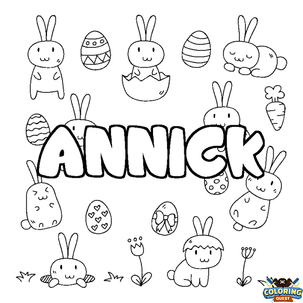 Coloring page first name ANNICK - Easter background