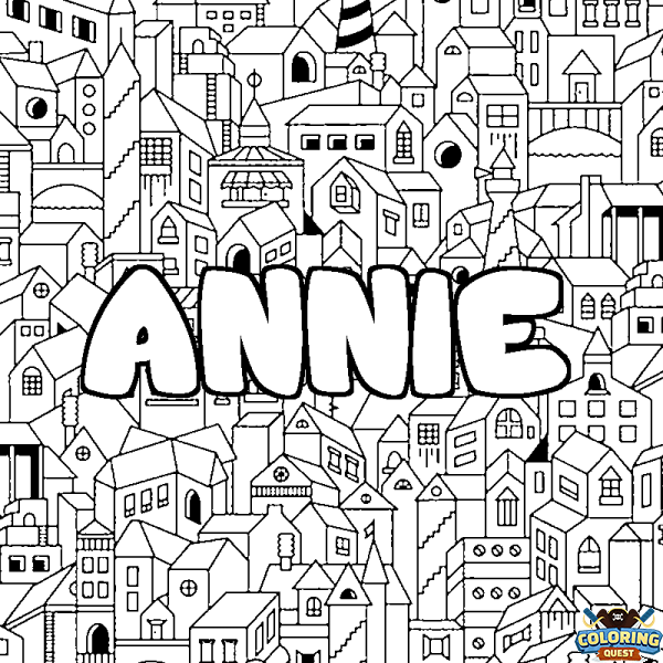 Coloring page first name ANNIE - City background