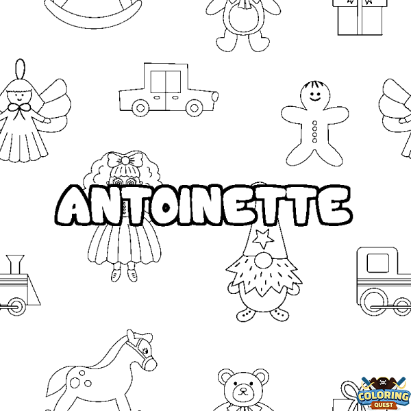 Coloring page first name ANTOINETTE - Toys background