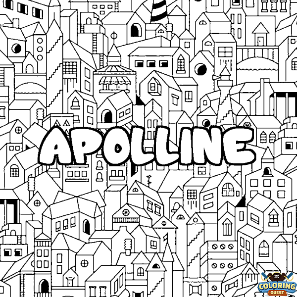 Coloring page first name APOLLINE - City background