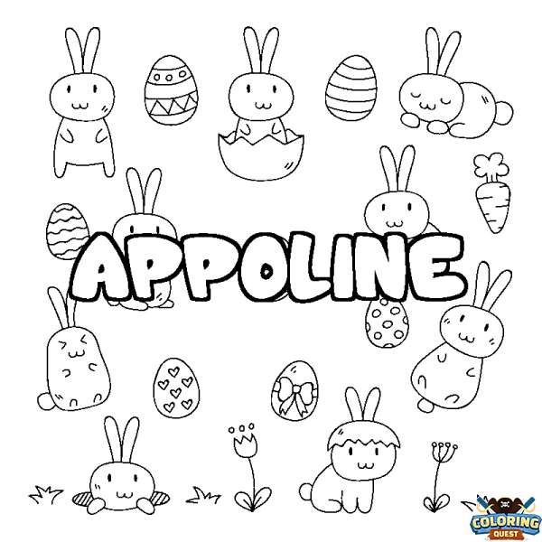 Coloring page first name APPOLINE - Easter background
