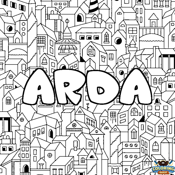 Coloring page first name ARDA - City background