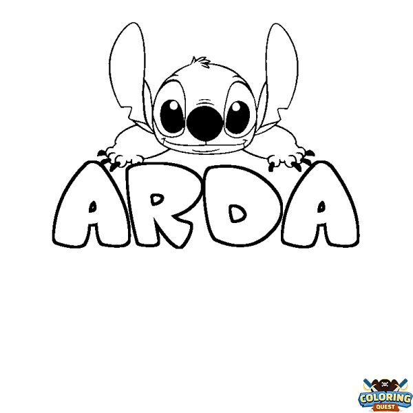 Coloring page first name ARDA - Stitch background