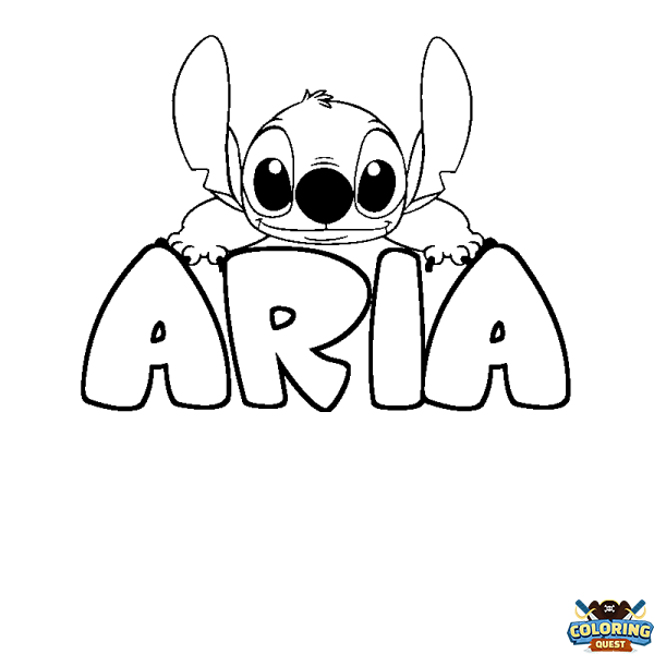 Coloring page first name ARIA - Stitch background