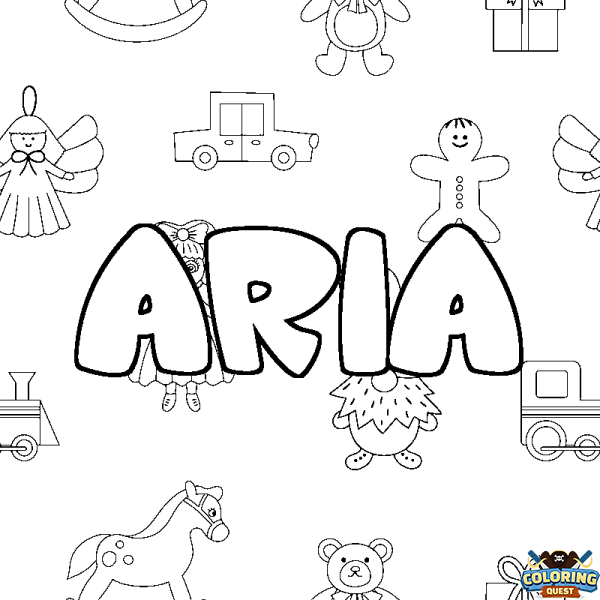 Coloring page first name ARIA - Toys background