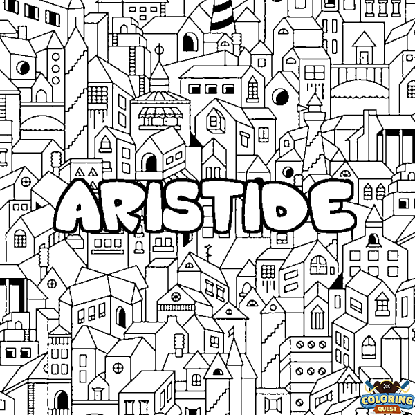 Coloring page first name ARISTIDE - City background