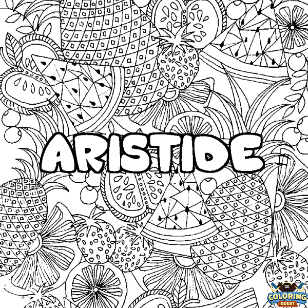 Coloring page first name ARISTIDE - Fruits mandala background