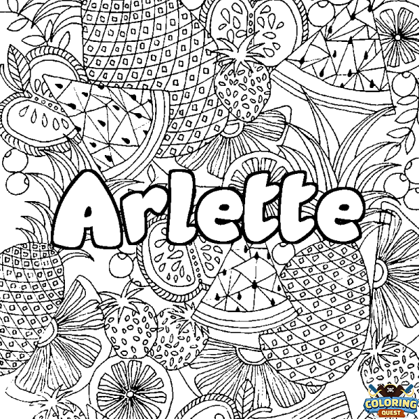 Coloring page first name Arlette - Fruits mandala background