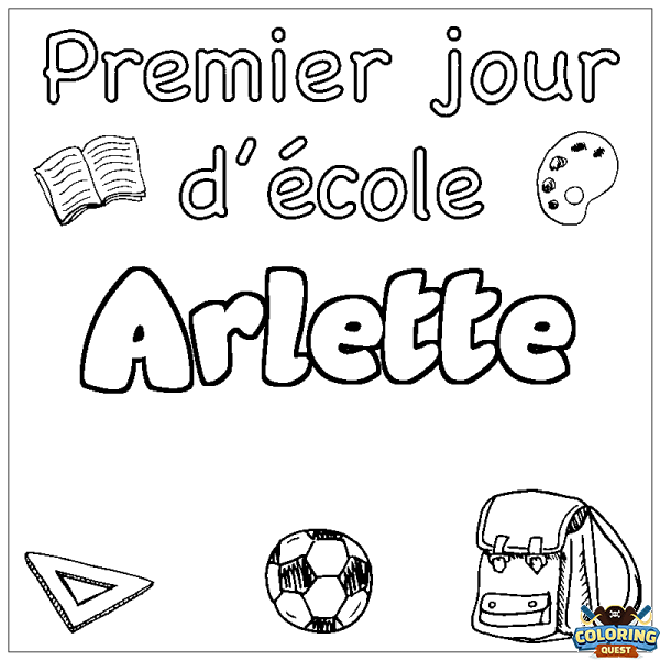 Coloring page first name Arlette - School First day background