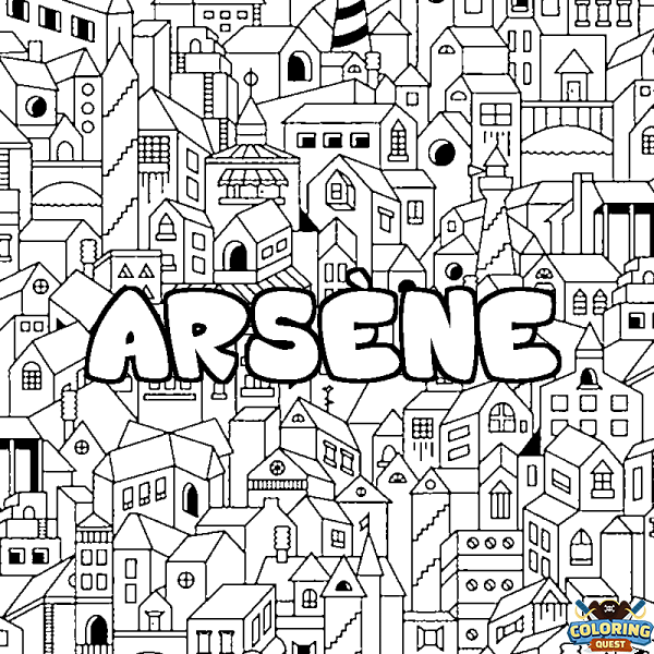 Coloring page first name ARS&Egrave;NE - City background