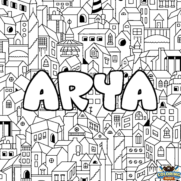 Coloring page first name ARYA - City background