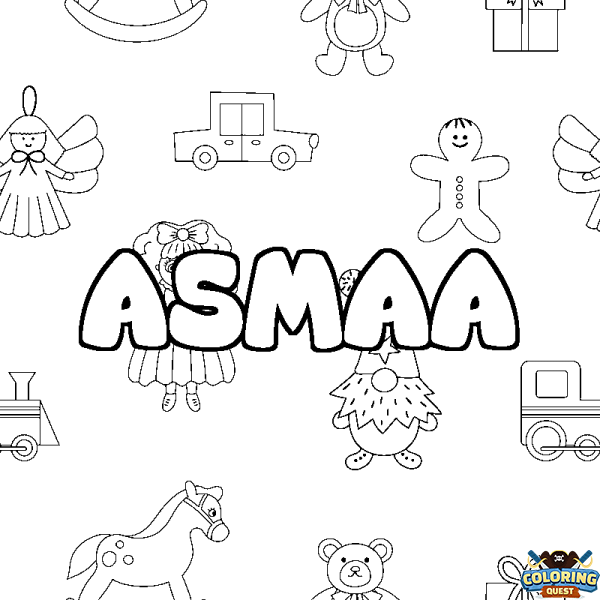 Coloring page first name ASMAA - Toys background