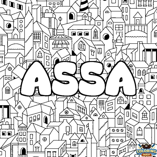 Coloring page first name ASSA - City background